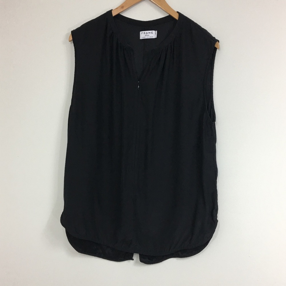 Frame Denim Silk Blouse Black Size Large